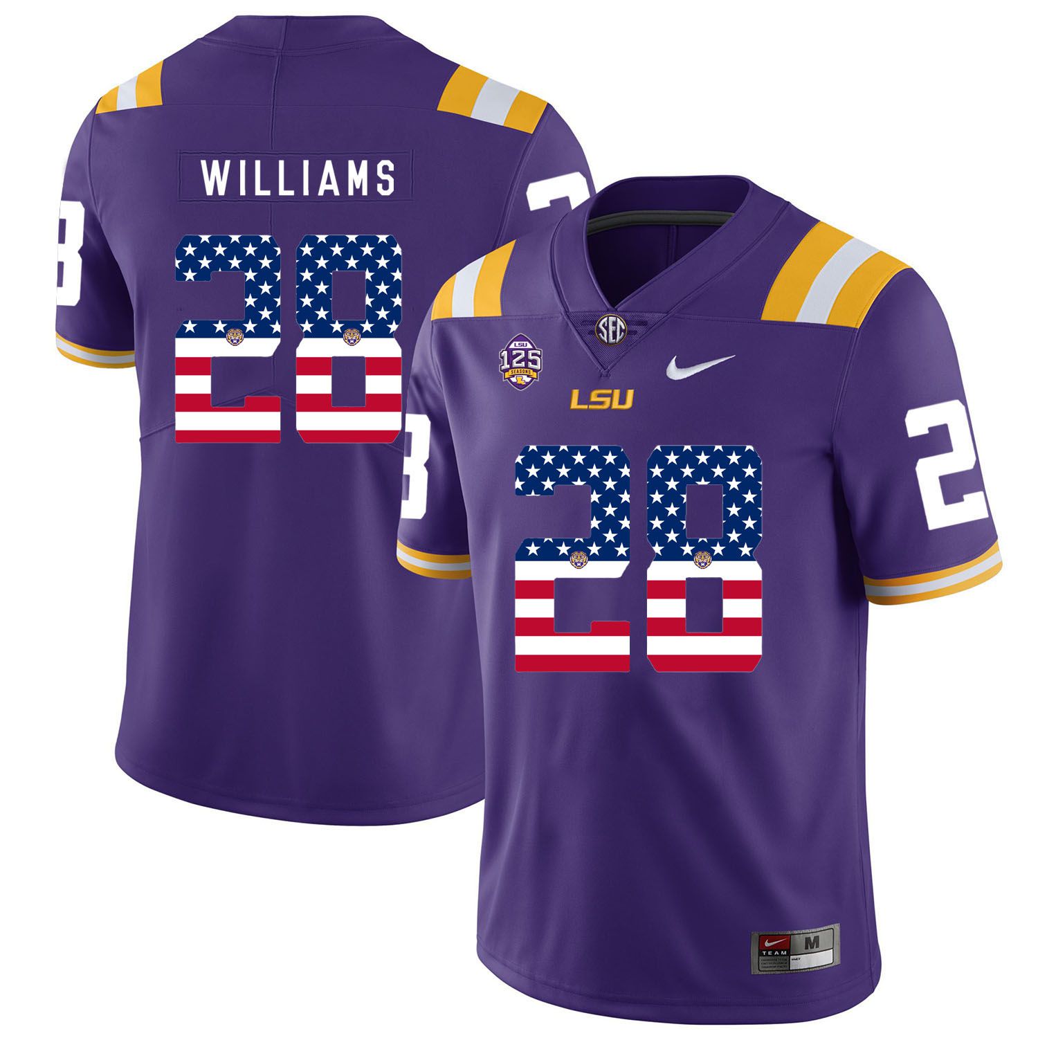 Men LSU Tigers #28 Williams Purple Flag Customized NCAA Jerseys